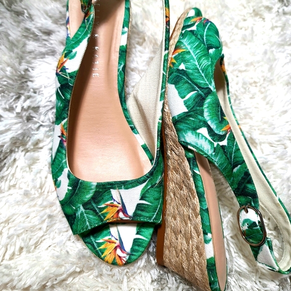 Kelly & Katie Open Toe Slingback Espadrille Wedge Sandles Size 7 - Picture 3 of 8